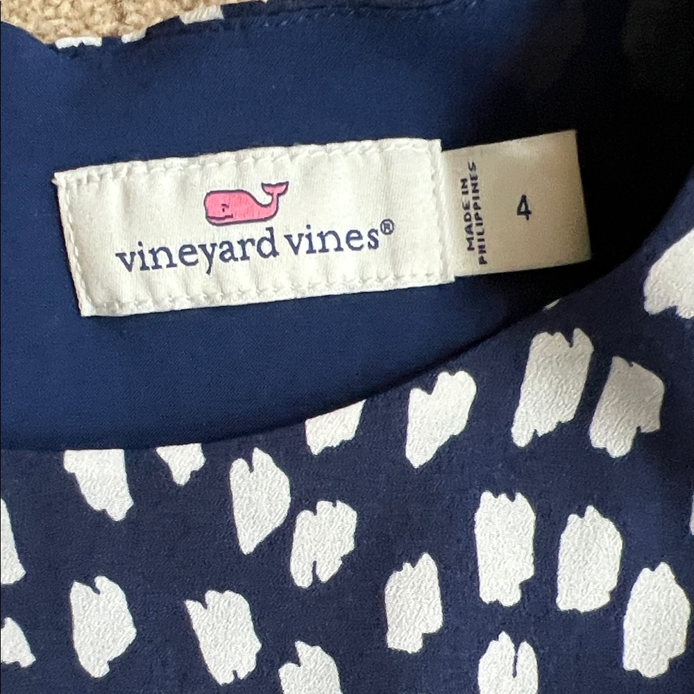 Vineyard Vines Navy Dot Dress Sleeveless Fit & Flare Classic Preppy Style - Picture 7 of 12